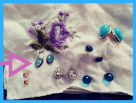 This is a photo of one of Mom's handkerchiefs.  The arrow is pointing to the ones she bought in Australia. 